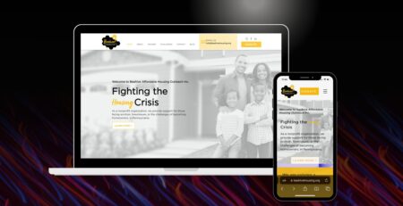 Screenshot of a professional nonprofit website displayed on a computer screen.